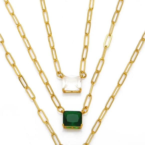 Lux White Gem Paperclip Necklace - Picture 2 of 3